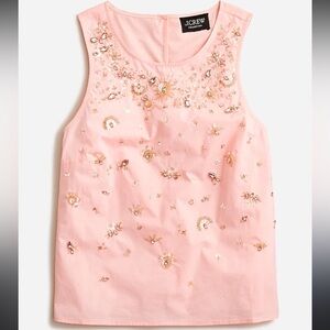 NWT J Crew limited-edition embellished sleeveless shell top in cotton poplin XS